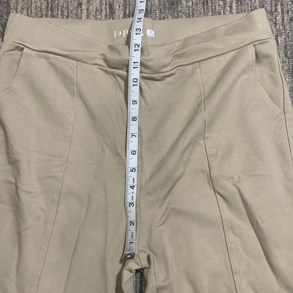 TAPATA Wide Leg Crop Pants Split Hem Pull On Casual Khaki XL - Picture 5 of 10
